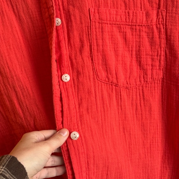 Universal Thread Coral Button Front Shirt 100% Cotton Gauze - Picture 3 of 6